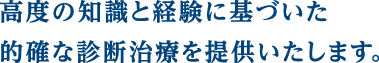 高度の知識と経験に基づいた的確な診断治療を提供いたします。